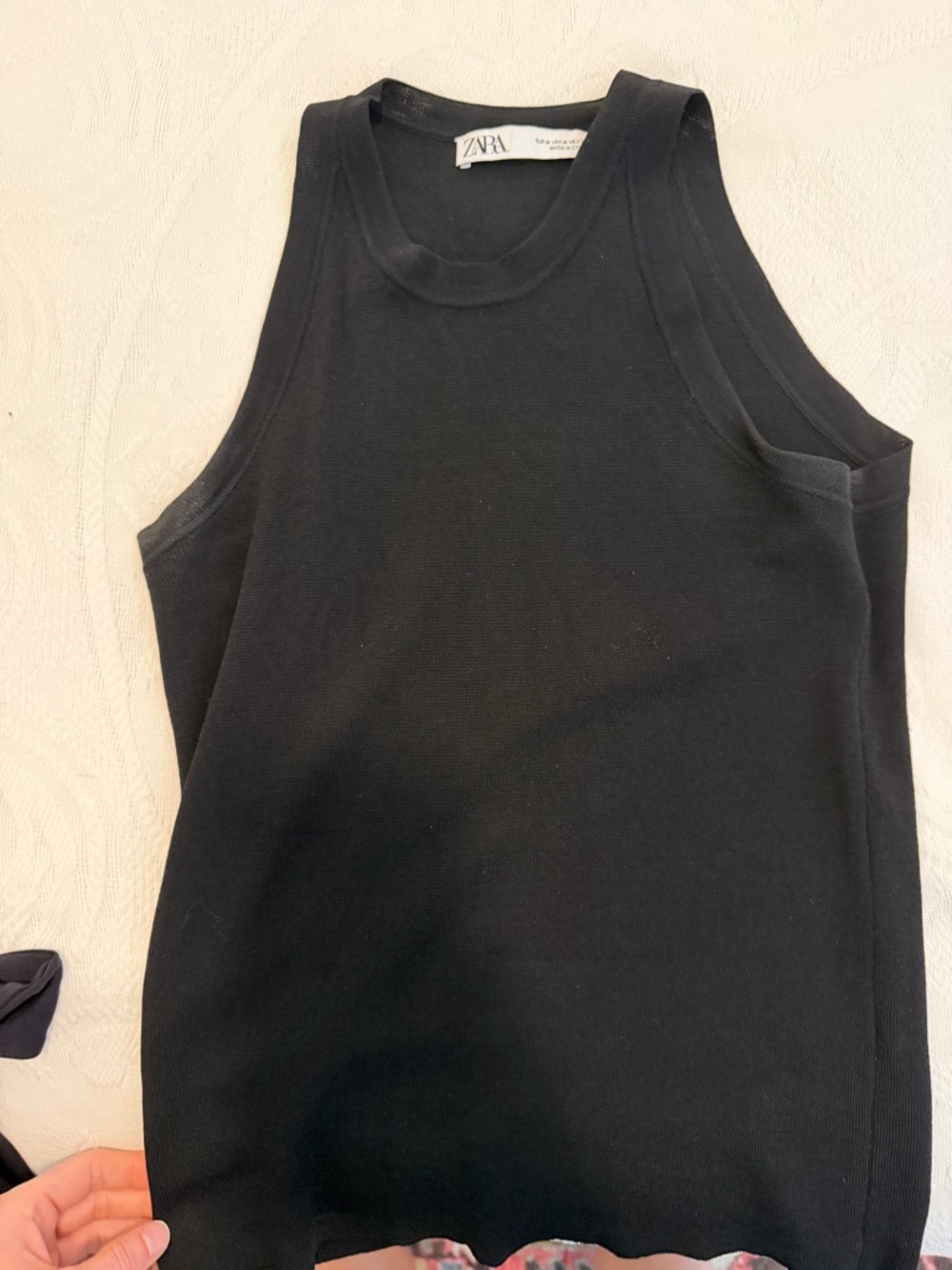 Zara Black Knit Tank with Crew Neck